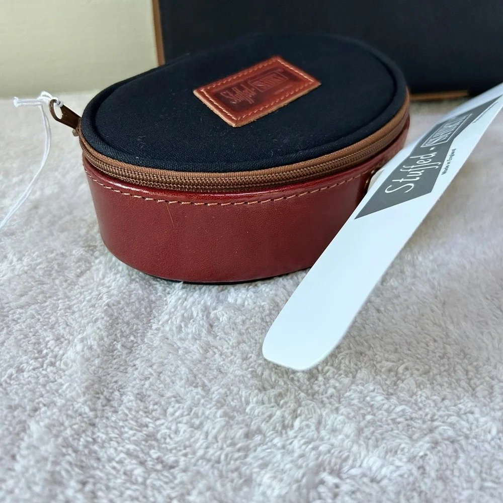 Stuffed Shirt Travel Organizer Set Black Canvas Leather Trim Made in England